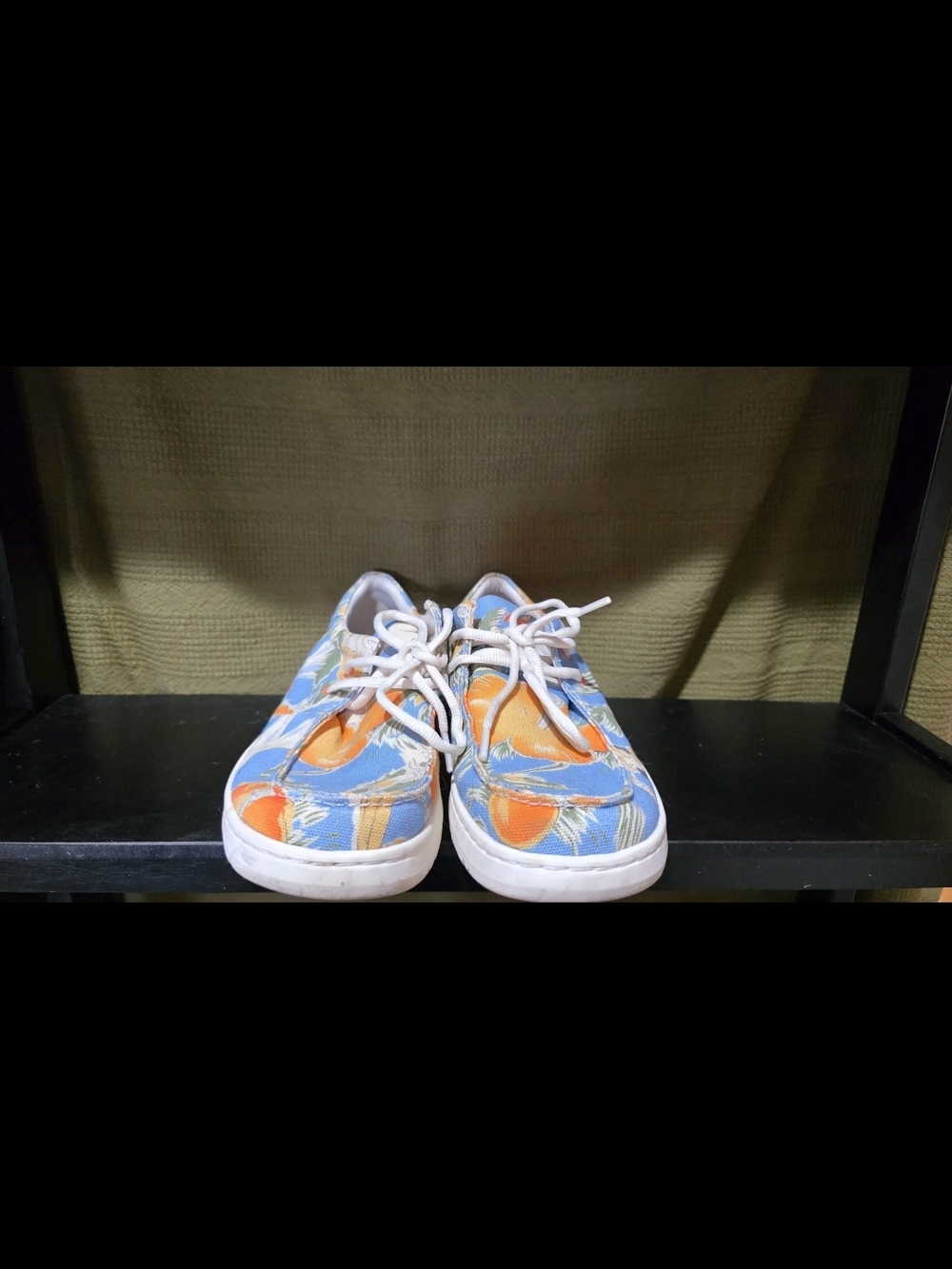 Ariat Blue Canvas Sneakers with Orange Palm Print